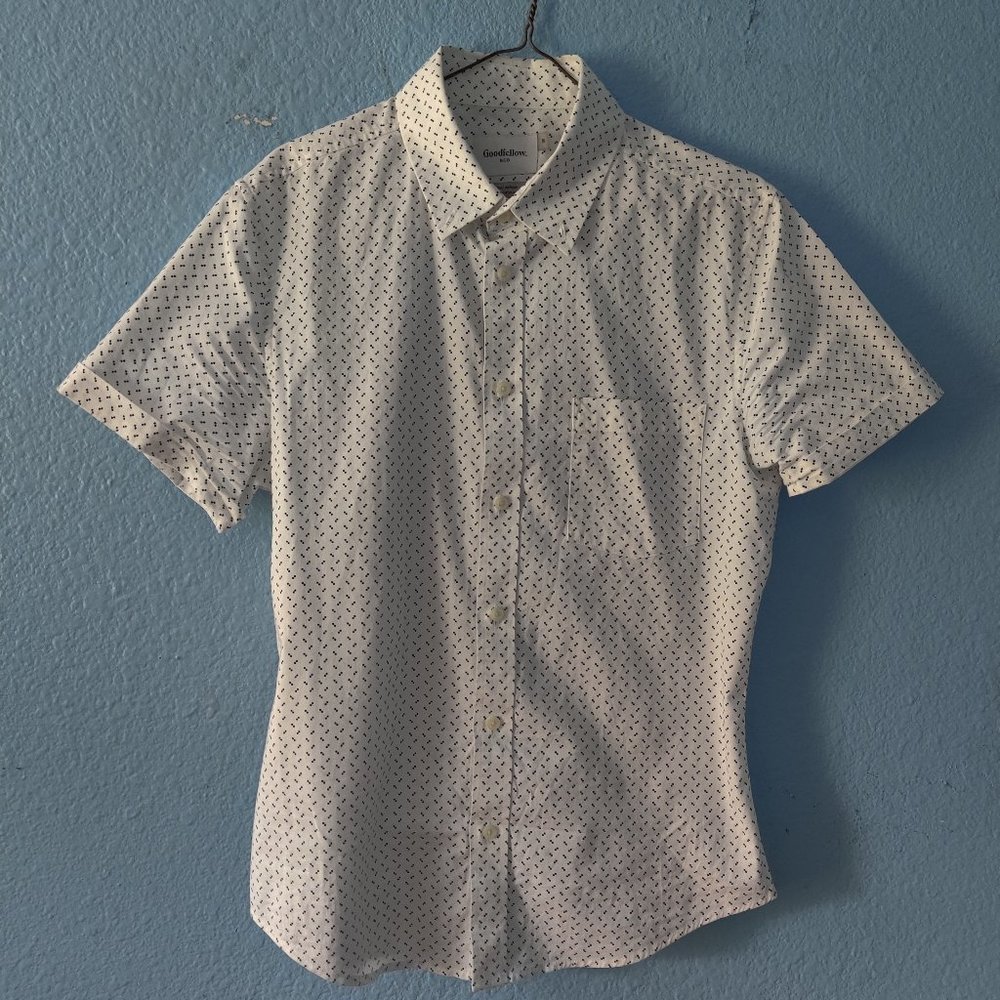 Goodfellow Poke-a-dot White Button Up Shirt Size M